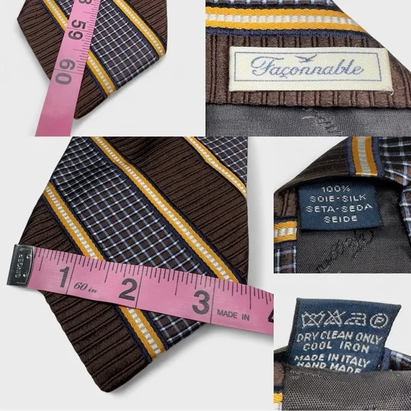 Lot of 6 - Faconnable Luxury Men’s Necktie 100% Silk Made In Italy & France - Picture 6 of 16
